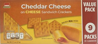 CB8751-OU : Sobisk CB8751-OU : Lunch and snacks - Cookies - Cheddar Sandwich Crackers SOBISK, CHEDDAR SANDWICH crackers, 12 x 217g