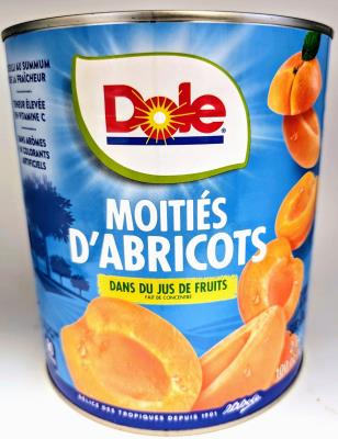 CF190-OU : Dole CF190-OU : Lunch and snacks - Fruity - Apricot Halves In Juice DOLE, APRICOT HALVES in juice, 6 x 2.84L