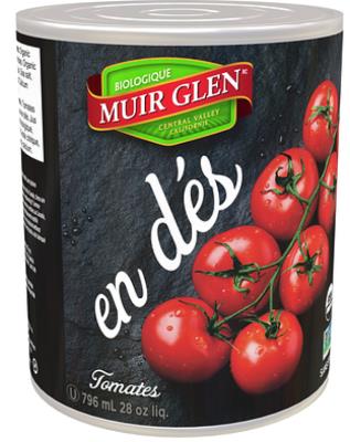 CL530-OU : Muir glen CL530-OU : Preserves and jars - Vegetables - Diced Tomatoes Organic MUIR GLEN, DICED TOMATOES organic, 12 x 796 ML