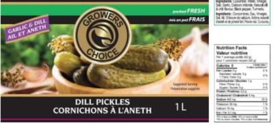 CM55 : Growers choice CM55 : Preserves and jars - Vegetables - Dill Pickles GROWERS CHOICE, DILL PICKLES, 12 x 1 L