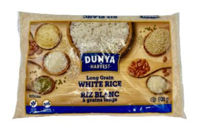 CN3027 : Dunya harvest CN3027 : Pasta, rice and noodles - Ramen - Long Grain White Rice DUNYA HARVEST, LONG GRAIN WHITE RICE, 12 x 900g