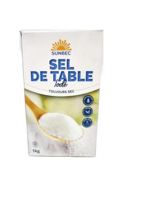 E1-1 : Sunbec E1-1 : Condiments - Salt - Table Salt SUNBEC , TABLE SALT , 24 x 1KG