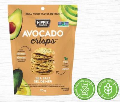 G7129 : Hippie snacks G7129 : Lunch and snacks - Cookies - Avocado Chips Sea Salt HIPPIE SNACKS, AVOCADO CHIPS sea salt, 12 x 70g