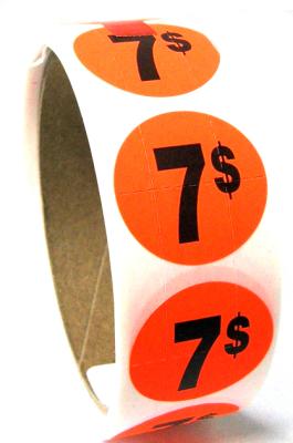 PR007 : Price rolls PR007 : Accessories & Supplies - Discount sticker - 7$ Fluo PRICE ROLLS, 7$ FLUO, 1000/rlx
