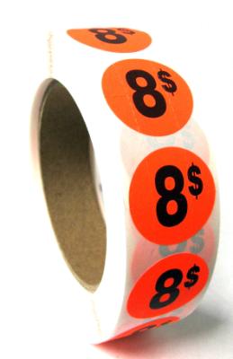 PR008 : Price rolls PR008 : Accessories & Supplies - Discount sticker - 8$ Fluo PRICE ROLLS, 8$ FLUO, 1000/rlx