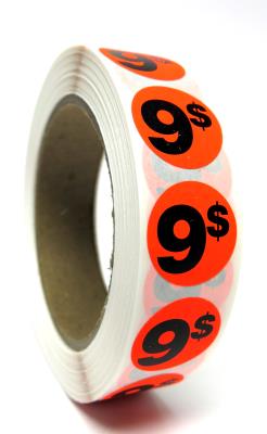 PR009 : Price rolls PR009 : Accessories & Supplies - Discount sticker - 9$ Fluo PRICE ROLLS , 9$ FLUO , 1000/rlx