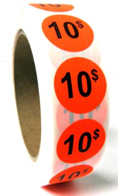 PR010 : Rouleaux PR010 : Accessories & Supplies - Discount sticker - 10$ Roll Fluo ROULEAUX , 10$ ROLL FLUO , 1000 un : 1000 eti /RLS