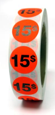 PR015 : Price rolls PR015 : Accessories & Supplies - Discount sticker - 15$ Fluo PRICE ROLLS, 15$ FLUO, 1000/rlx