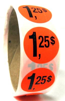 PR125 : Rouleau PR125 : Accessories & Supplies - Discount sticker - 1.25$ Roll Fluo ROULEAU , 1.25$ ROLL FLUO , 1000 UN : 1000 stick/RLS
