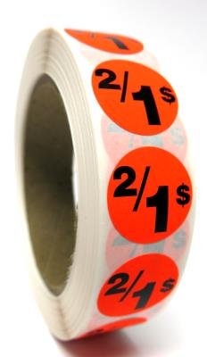 PR201 : Price rolls PR201 : Accessories & Supplies - Discount sticker - 2/1$ Fluo PRICE ROLLS, 2/1$ FLUO, 1000/rlx