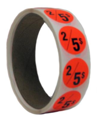 PR205 : Rouleaux PR205 : Accessories & Supplies - Discount sticker - 2/5$ Roll Fluo ROULEAUX , 2/5$ ROLL FLUO , 1000 UN/RL