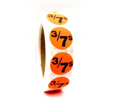 PR307 : Price rolls PR307 : Accessories & Supplies - Discount sticker - 3/7$ Fluo PRICE ROLLS, 3/7$ FLUO, 1000/rlx