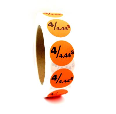 PR444 : Price rolls PR444 : Accessories & Supplies - Discount sticker - 4/4.44$ Fluo PRICE ROLLS, 4/4.44$ FLUO, 1000/rlx