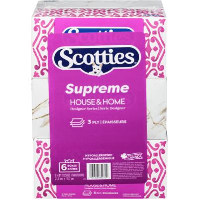 S85270 : Scotties S85270 : Hygiene and Health - Facial tissues - Fac.tissu Supreme SCOTTIES, FAC.TISSU SUPREME, 8 x 6 x 81 SH